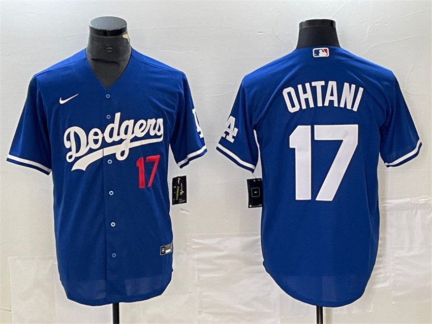 Men's Blue Los Angeles Dodgers #17 Shohei Ohtani Cool Base Stitched Jersey